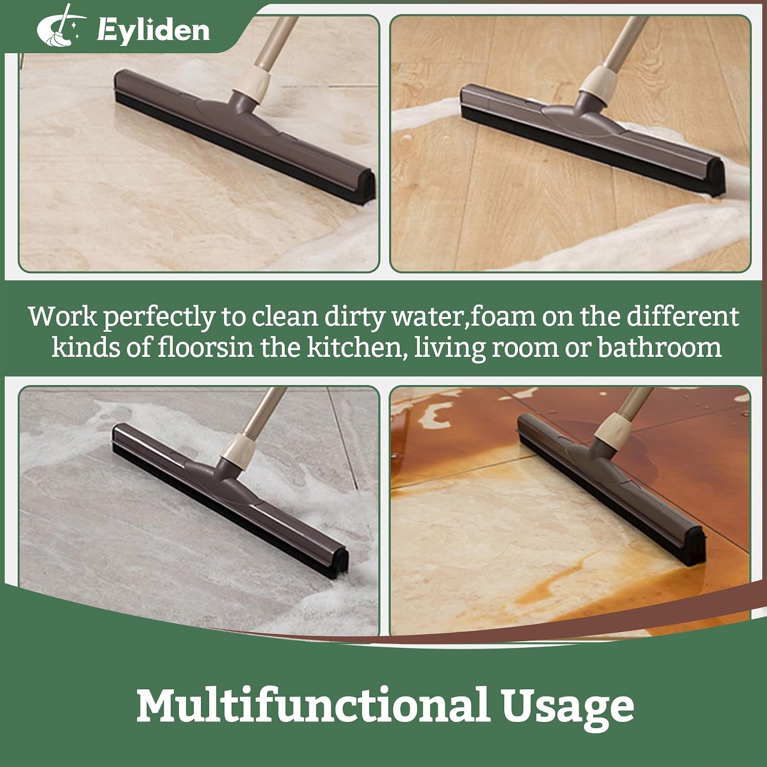 Thumbnail 2 de Eyliden Floor Squeegee Heavy Duty for Water Removal – 138 cm Telescopic Handle with EVA Foam Blade
