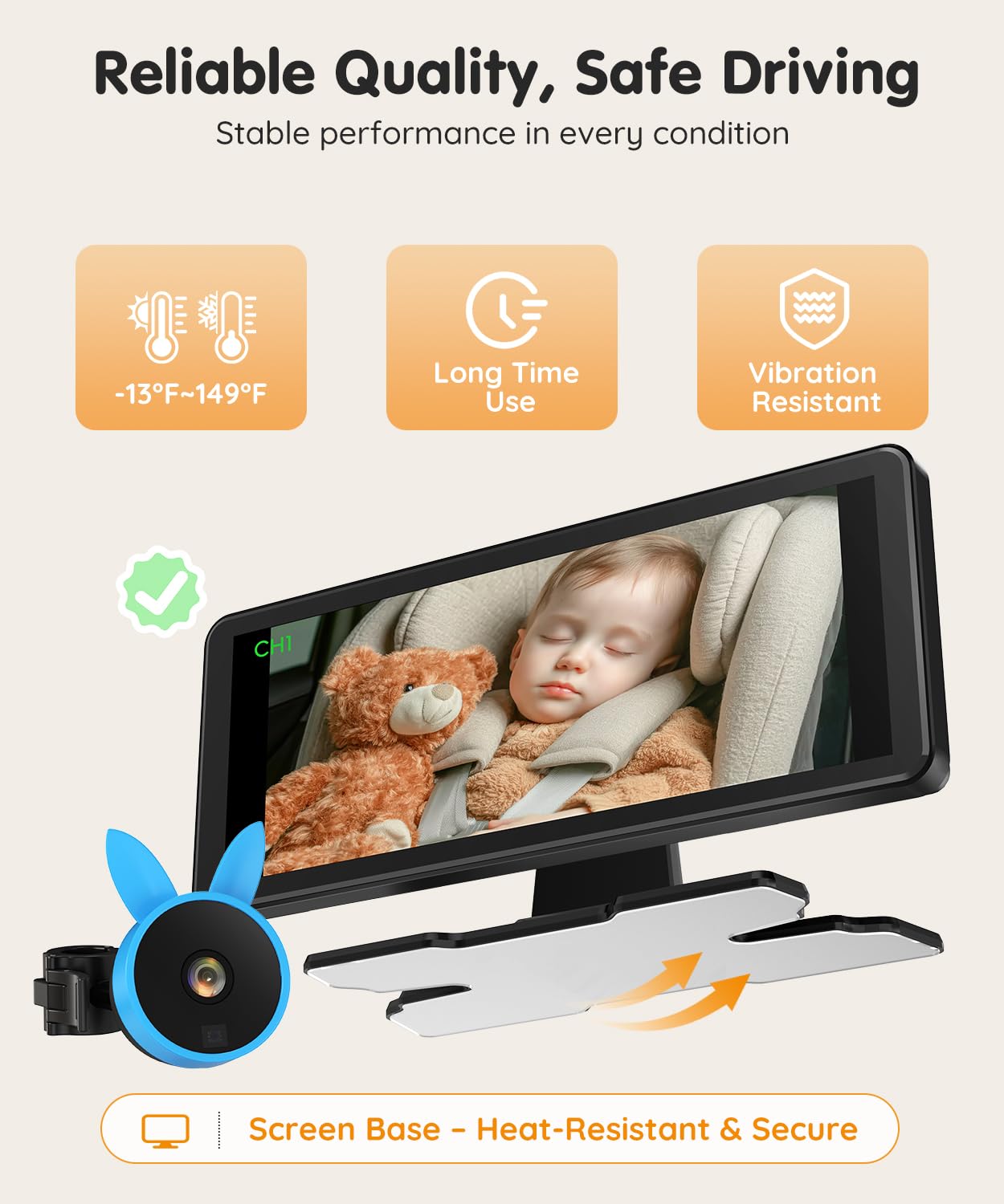 Thumbnail 6 de Babyvue BV3PRO Dual Baby Car Camera: 7.2" 1080p Split Screen for Two Kids