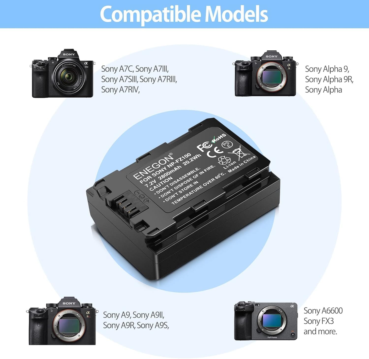 Detalle de ENEGON NP-FZ100 2800mAh Batteria per Sony