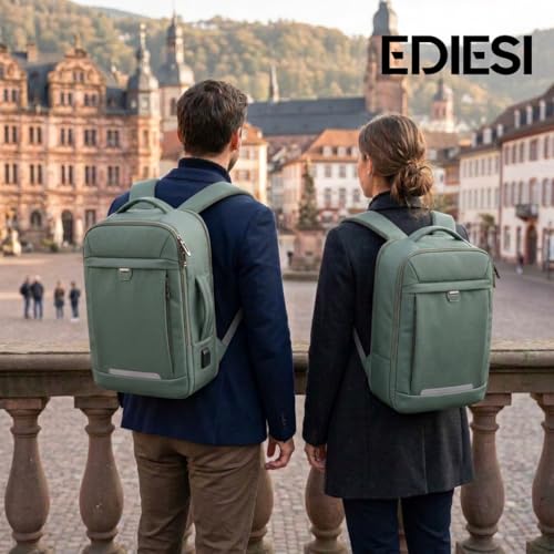 Thumbnail 8 de EDIESI Mochila de cabina 40x30x20 expandible con USB – verde oliva, para portátil 15,6
