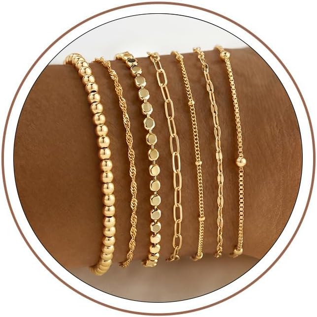 Detalle de Turandoss Gold Bracelet Set 14K Gold-Plated