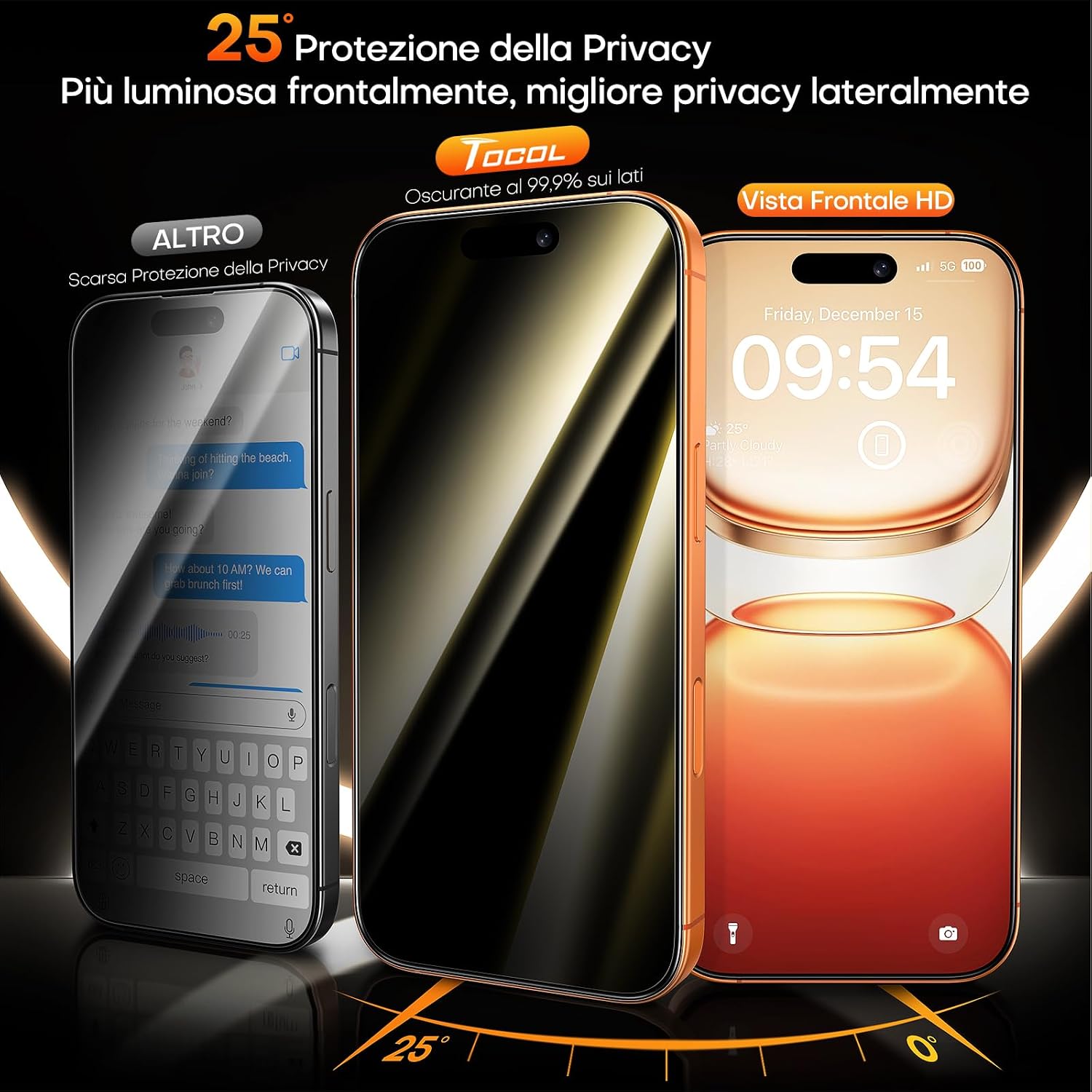 Detalle de TOCOL iPhone 17 Pro Max Privacy 25°