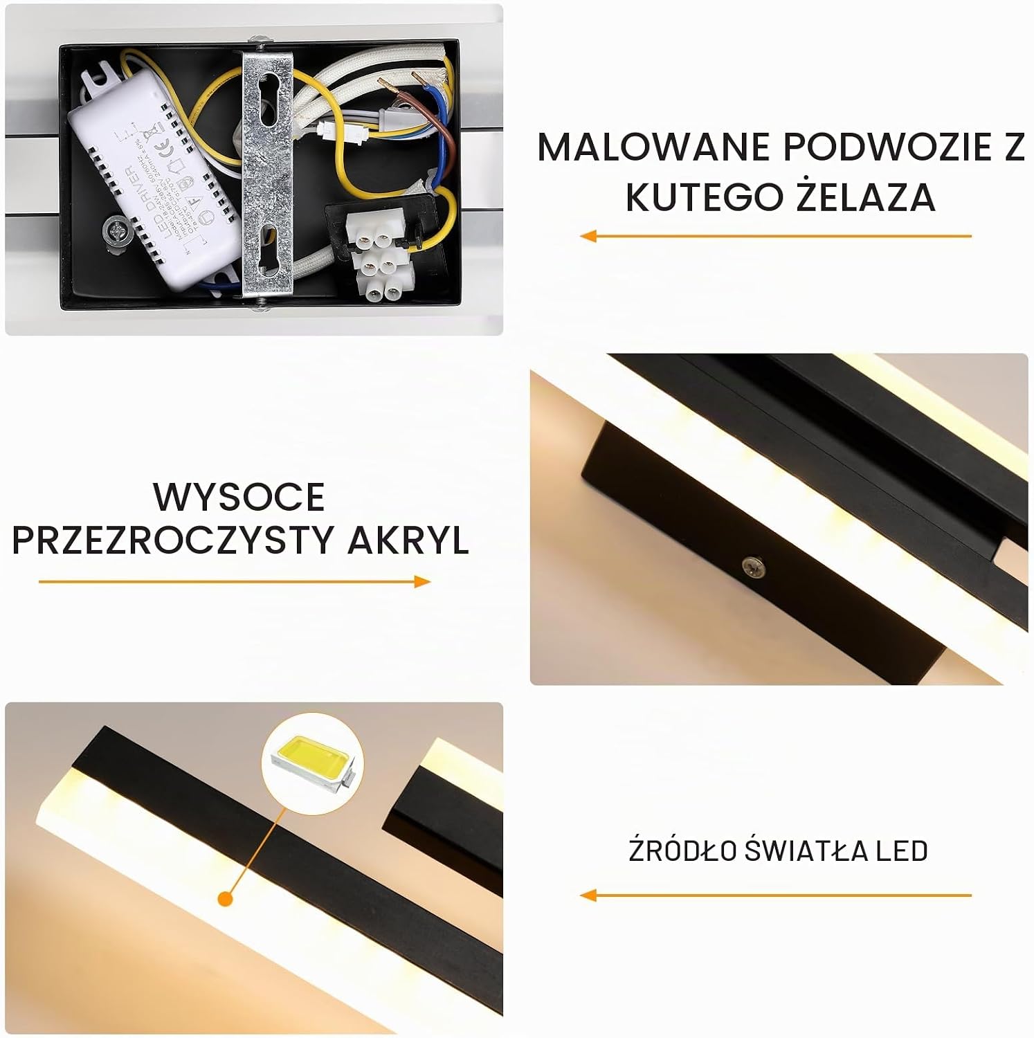 Detalle 2 de Comely kinkiet LED 16 W, 1800 lm, 3000/4500/6500 K, czarny