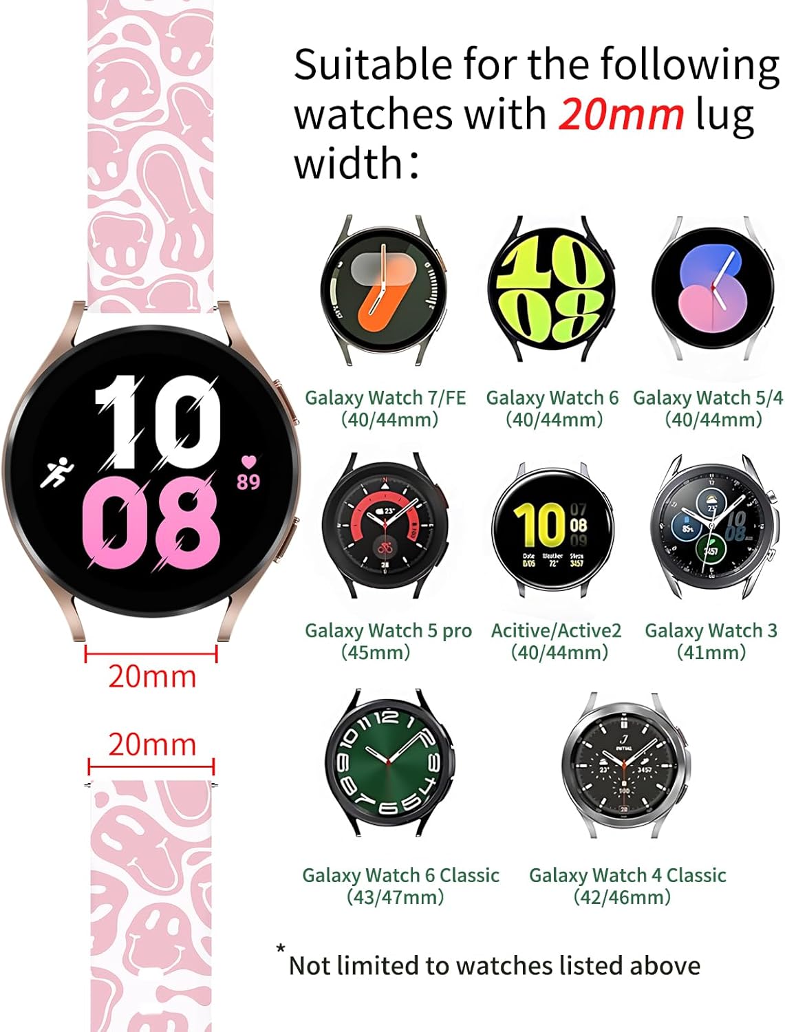 Thumbnail 4 de Vozehui Leopard Printed Strap for Samsung Galaxy Watch: 20mm Silicone Replacement