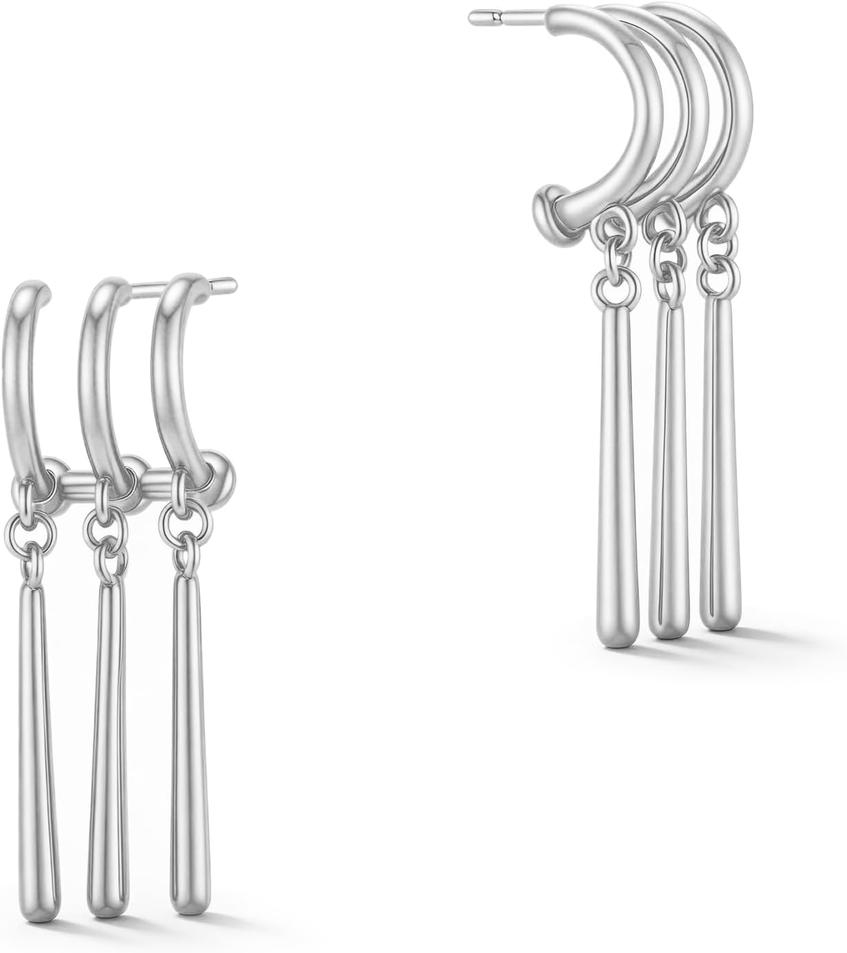 HANLI 14K Gold Plated/Silver Triple Dangling Earring Set for Women