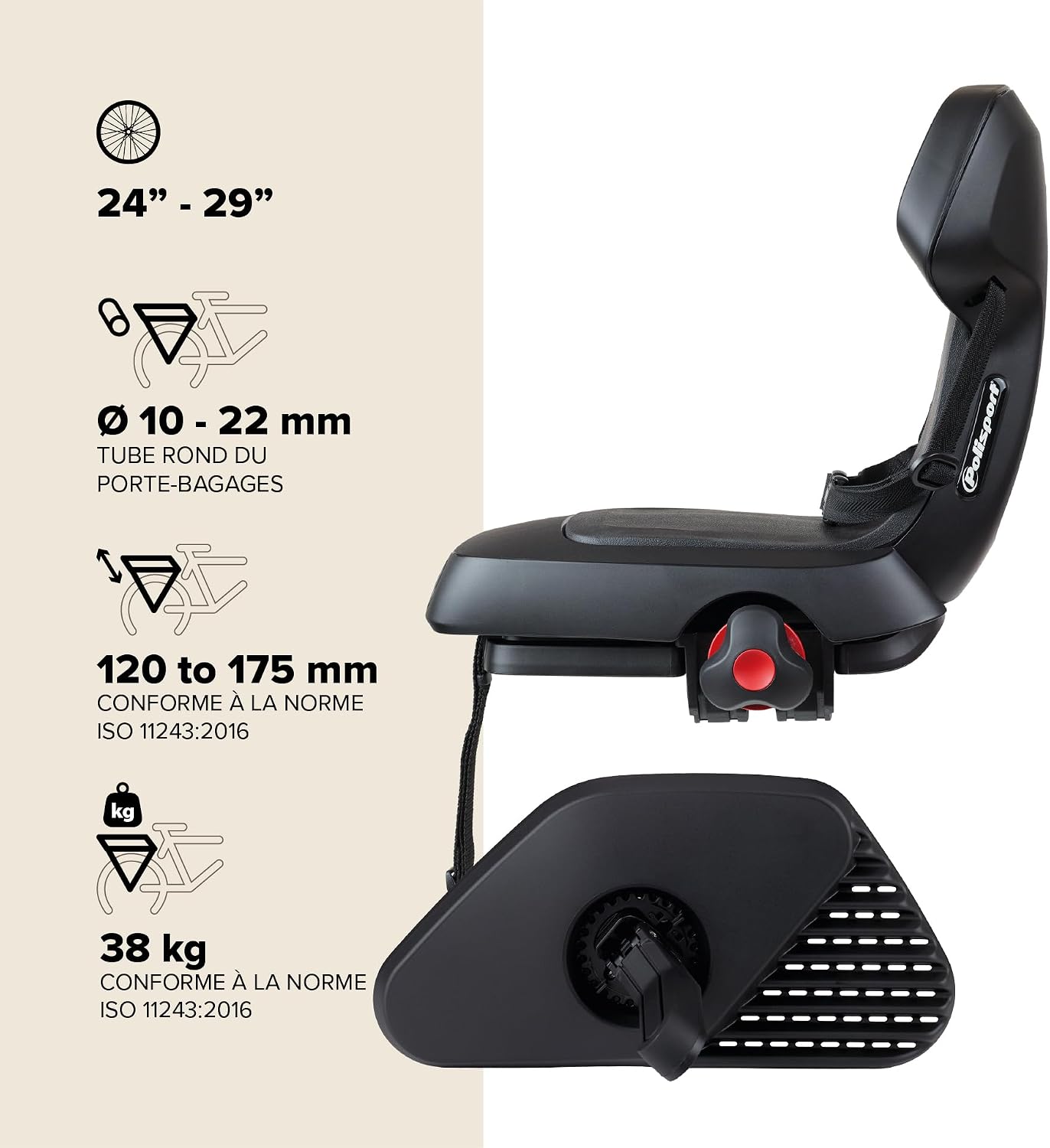 Thumbnail 3 de Polisport Guppy Junior AMZ All Black 8636100027 — Siège arrière pour enfant 6–10 ans