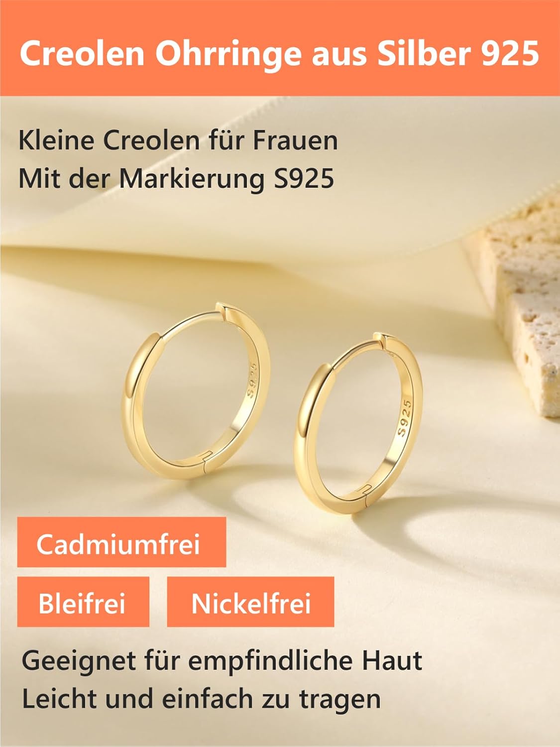 Thumbnail 2 de Silvora Kleine Creolen aus 925 Sterling Silber – 6 bis 20 mm (Damen & Herren)