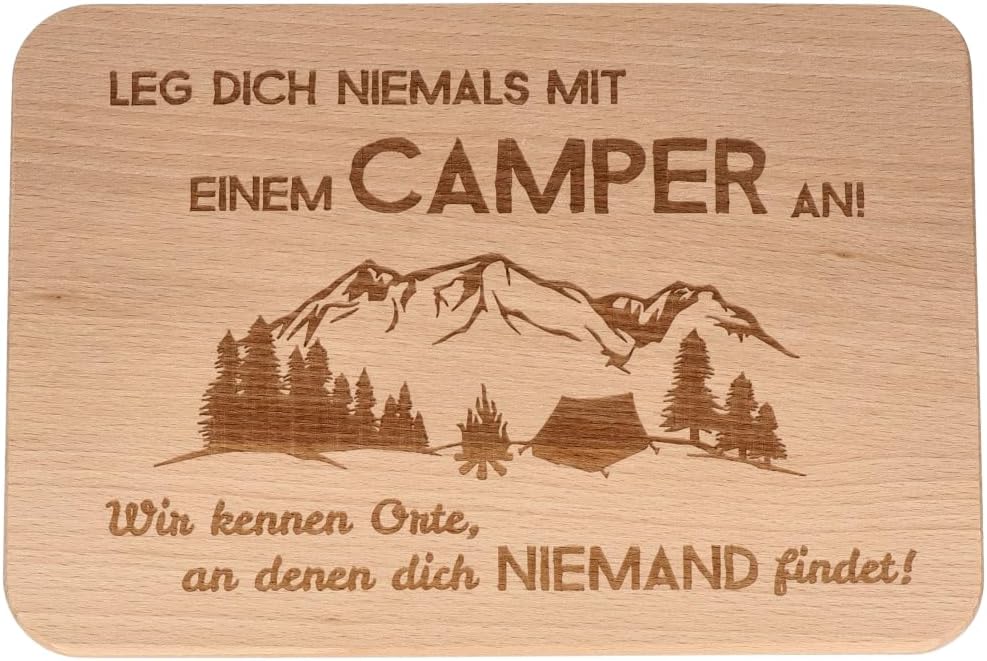 Detalle de Spruchreif Frühstücksbrettchen aus Holz mit UV-Druck – ideal für Wanderfreunde