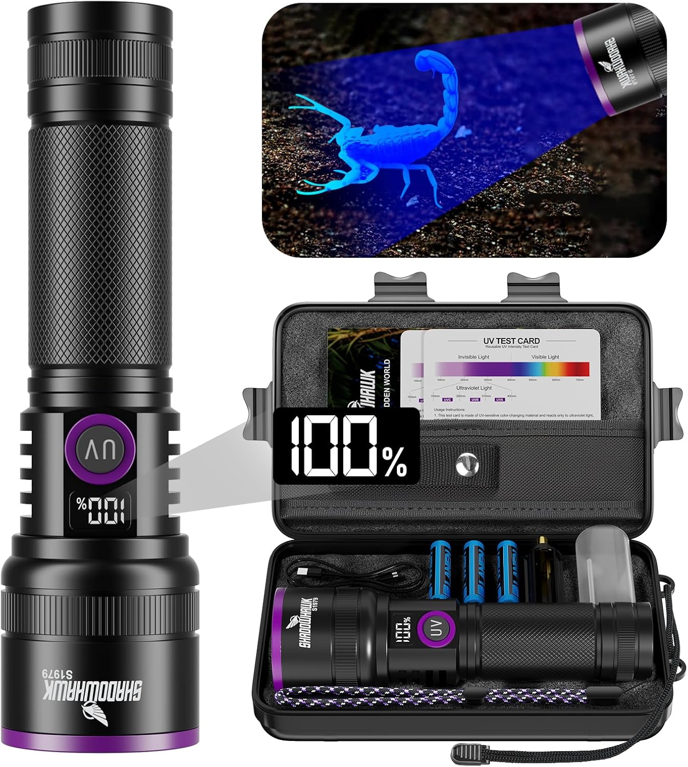 Detalle de Shadowhawk CA-S1979 365nm UV Flashlight, 30W 4-Core with 99% Filter