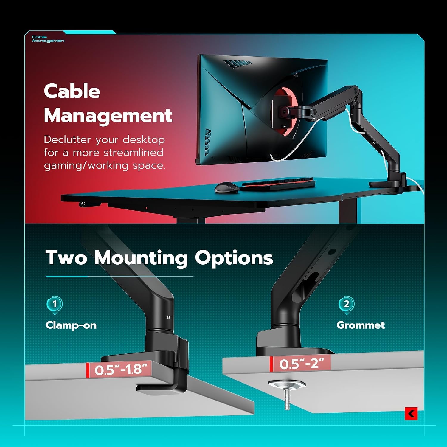 Thumbnail 5 de ARES WING Ultrawide Monitor Desk Arm (17–49 inches, up to 44 lbs) with Gas Spring