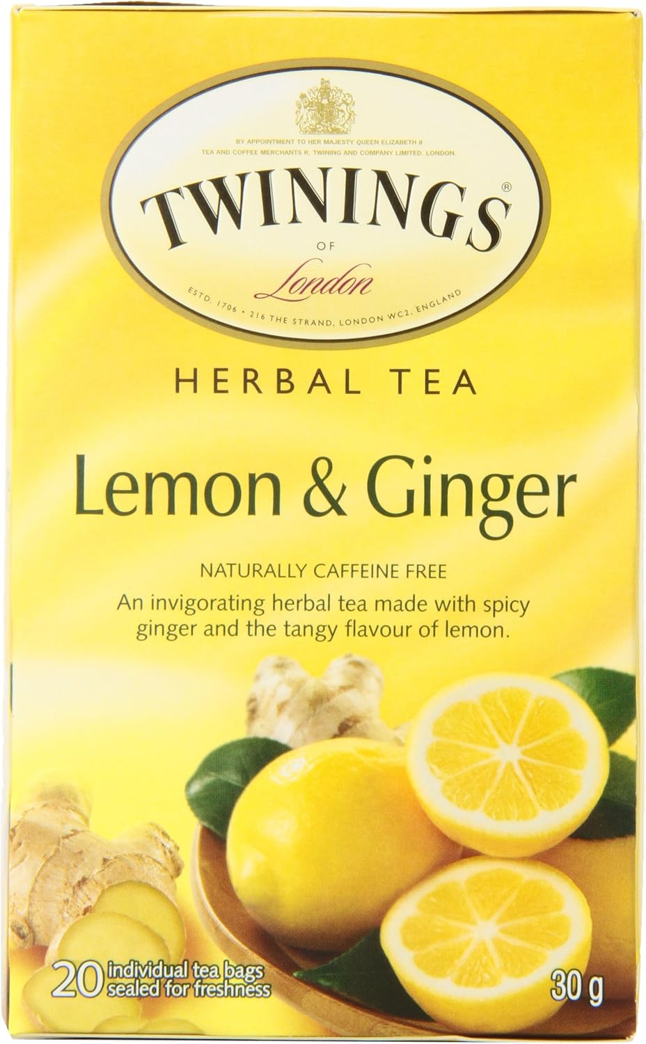 Twinings Lemon and Ginger Herbal Tea, 20 Count