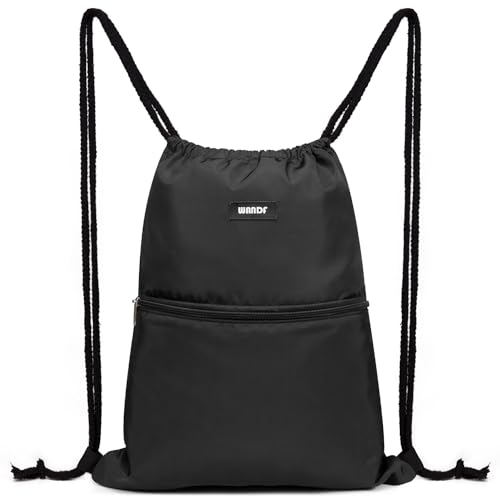 Detalle de WANDF Mochila con Cordón A-Negro: Ligereza, Durabilidad y Versatilidad para Gimnasio y Aventura
