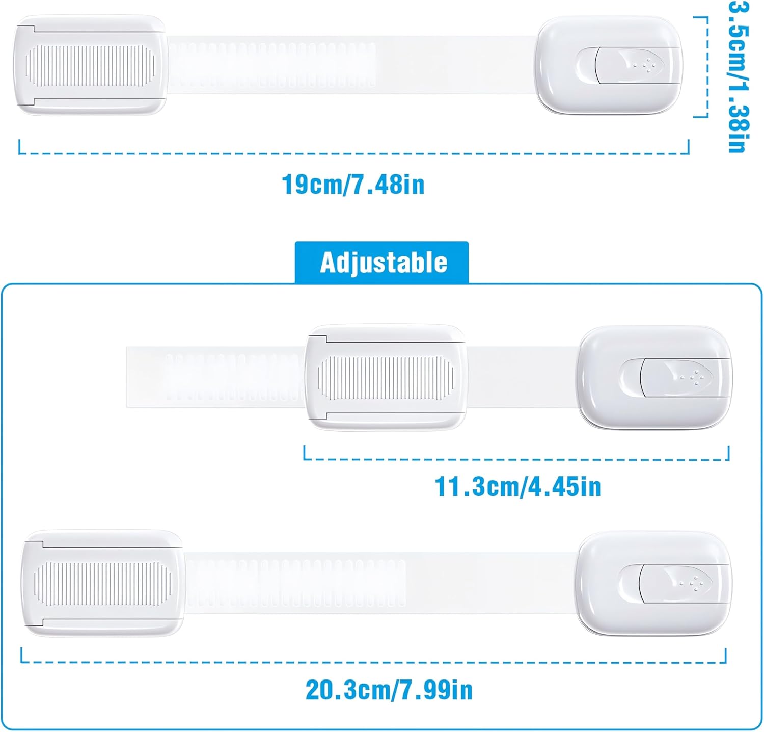 Thumbnail 1 de ECHOCUBE 8-Pack Child Safety Cupboard Locks – No-Drill, Adjustable, Multi-Use