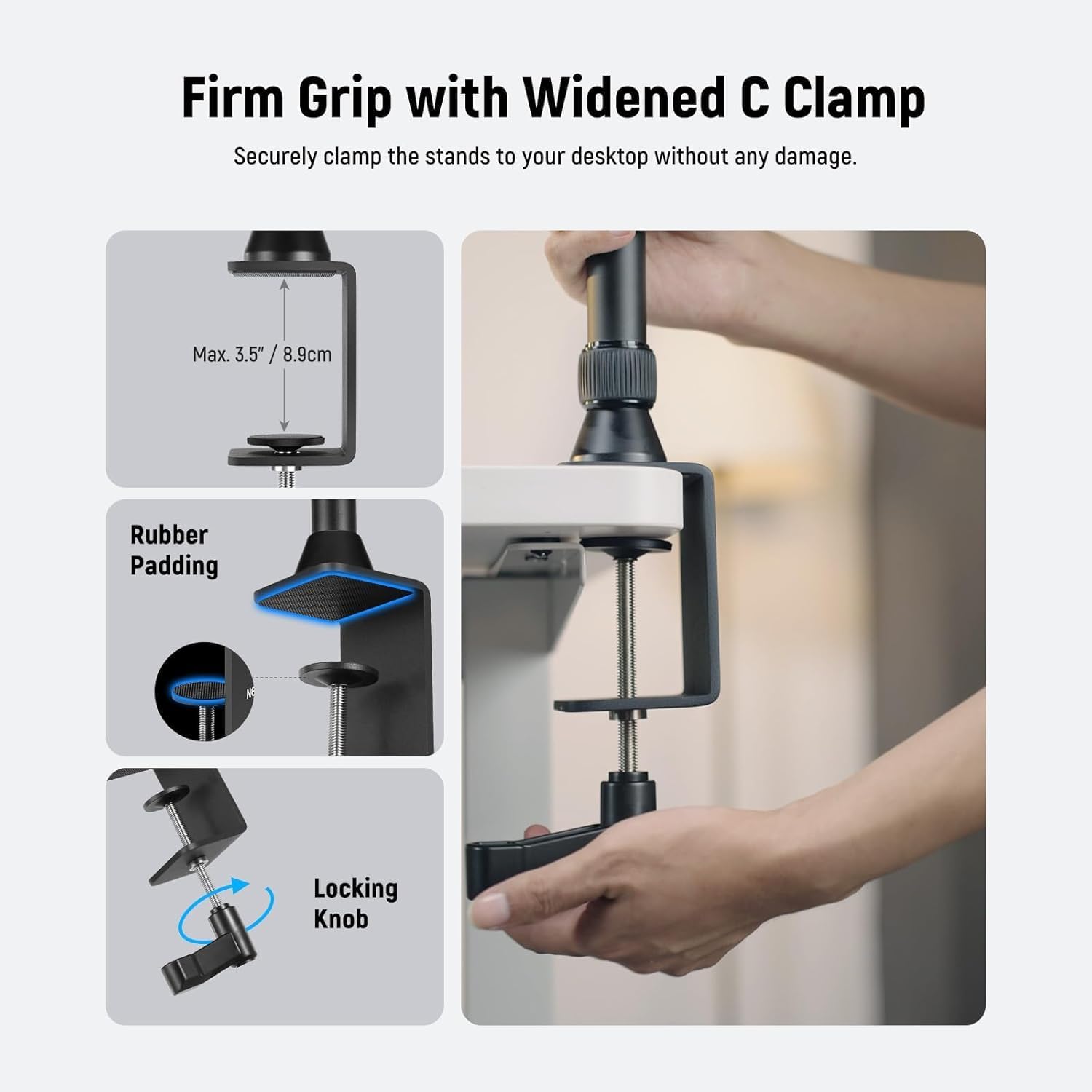 Thumbnail 6 de NEEWER NK003 Überkopf-Kamerahalterung für den Desktop mit Dual Ball Head Super Clamp (Superklemme) – Tischhalterung für Top-Down-Aufnahmen