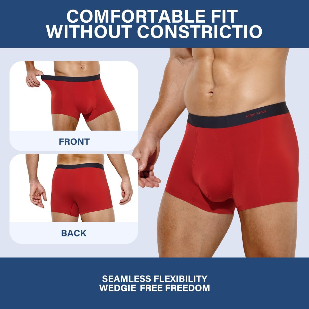 Thumbnail 5 de Casey Kevin Mens Sexy Ice Silk Boxer Briefs – Breathable, Low-Rise Comfort