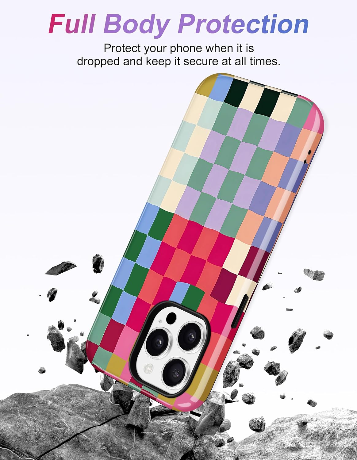 Detalle de Jusy Magnetic Checkered iPhone 15 Pro Case with MagSafe Compatibility