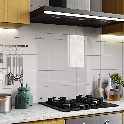 Detalle de BELOFAY Clear 6mm Tempered Glass Splashback for Kitchen, 60cm x 70cm