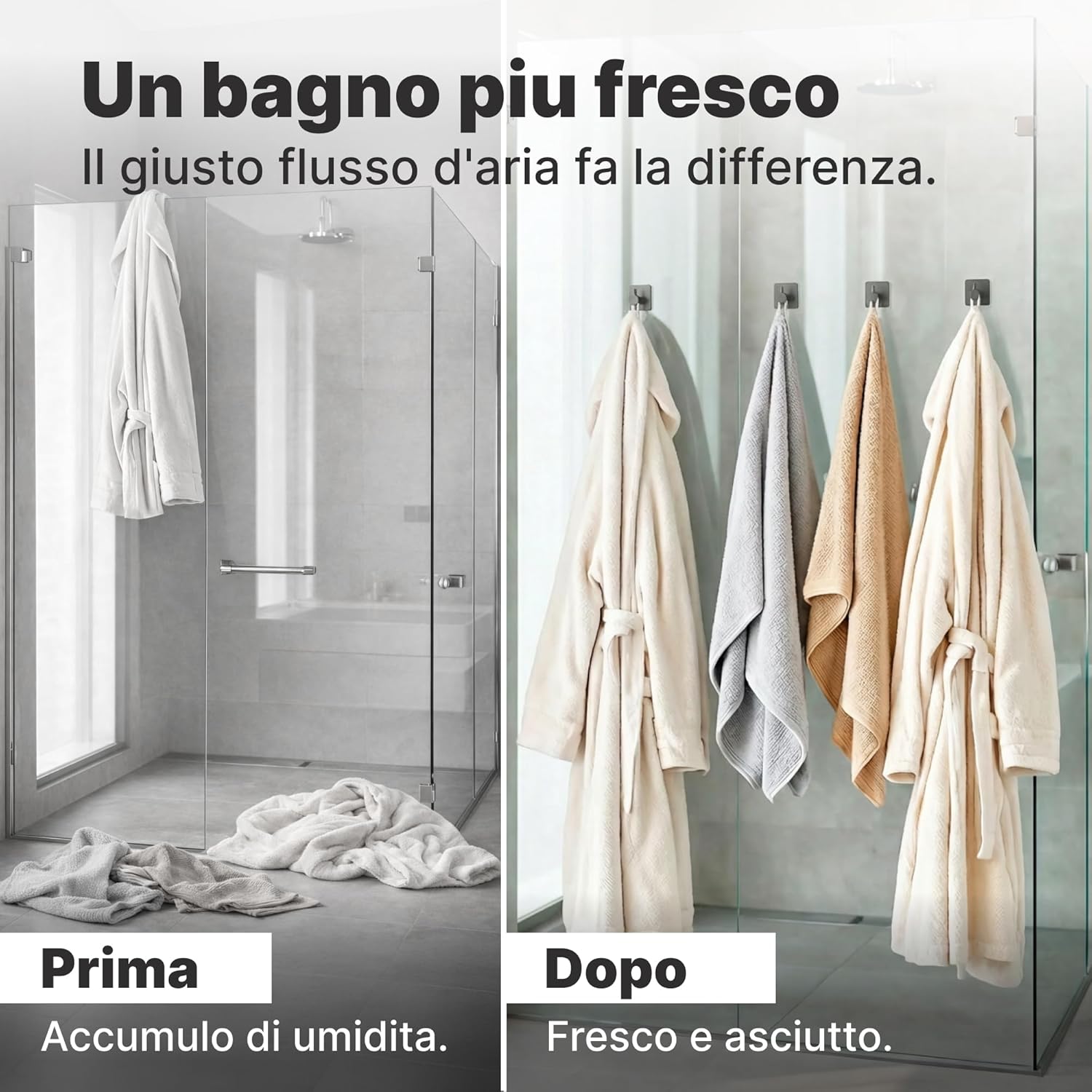 Detalle de Minismus Ganci da Parete Autoadesivi in Acciaio Inox – Set di 6 per Bagno, Ingresso e Soggiorno