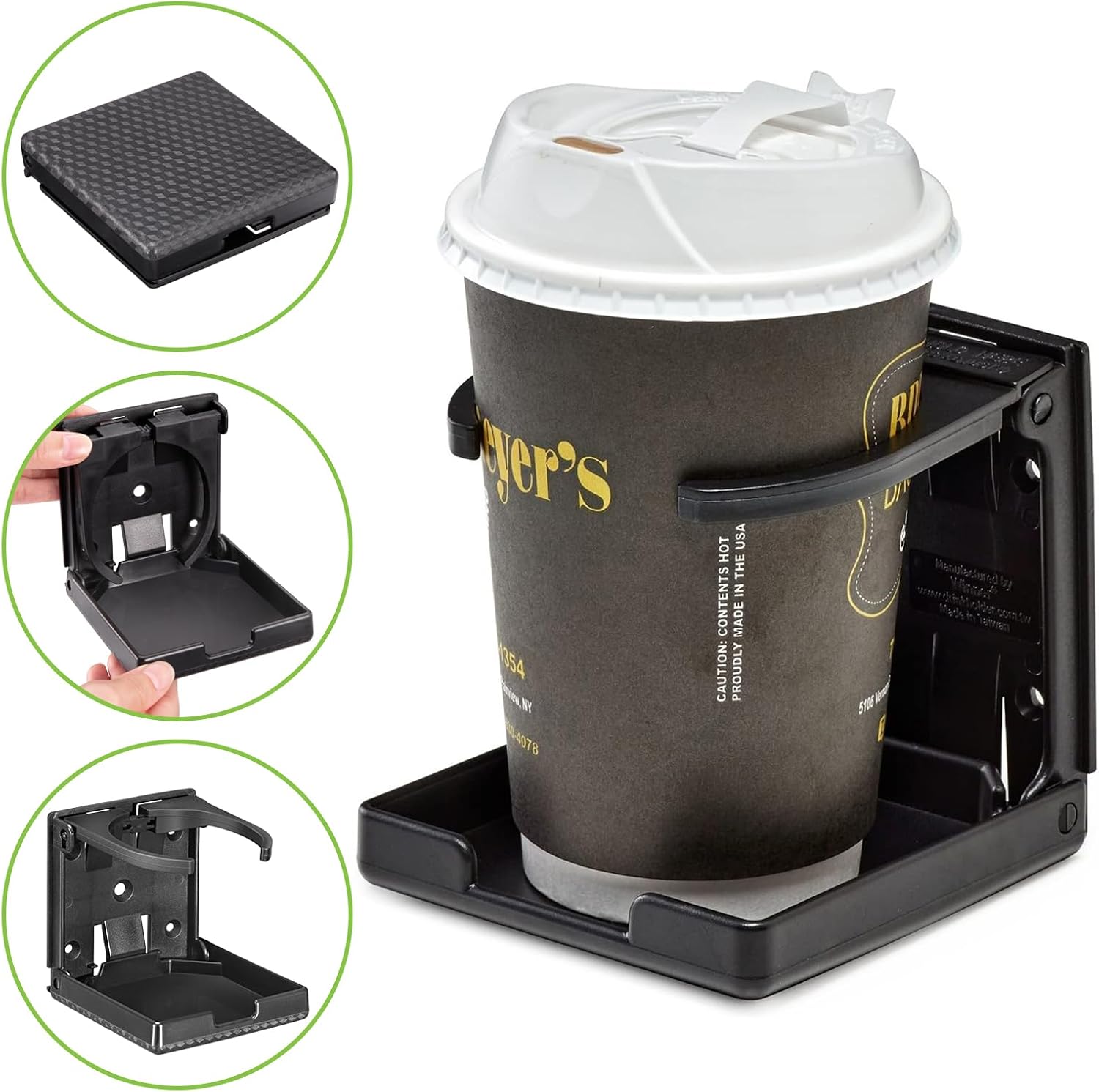 Thumbnail 6 de Spurtar 2er Set klappbare Getränkehalter für Auto, Wohnmobil & Yacht (für Becher/Dosen/Flaschen bis 100 mm) – schwarz