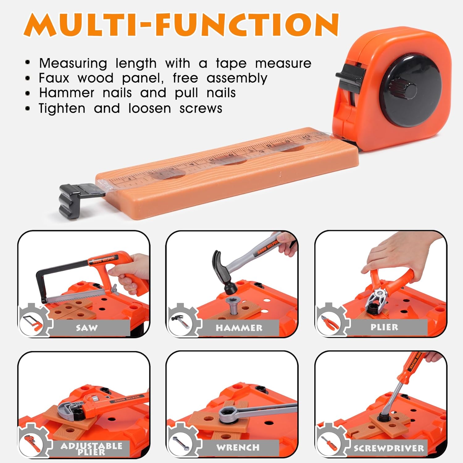 Thumbnail 5 de REXBETI Kids Tool Set with Box and Electronic Toy Drill (Pretend Play Workbench, Ages 3–8)