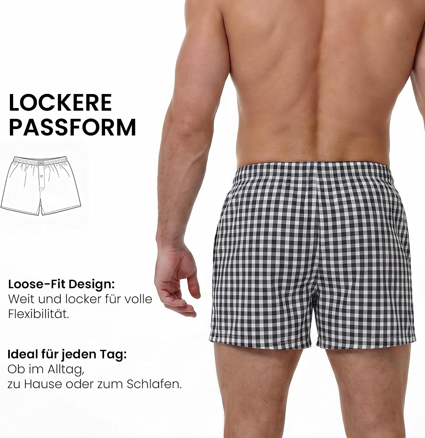 Thumbnail 2 de FALARY Herren Boxershorts locker geschnitten, kariert – 6er-Pack