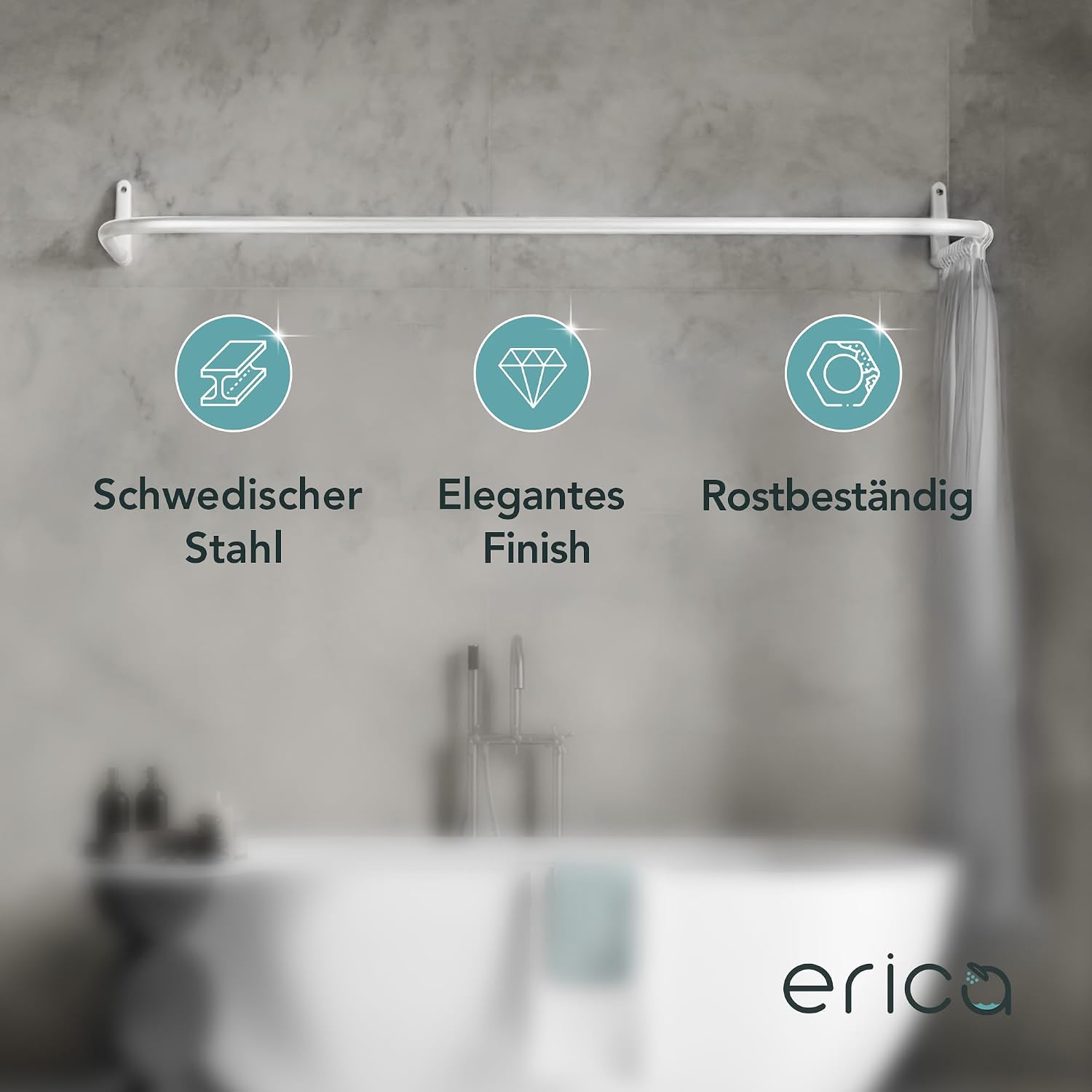 Detalle de Erica Duschvorhangstange 4-in-1 für Ecke