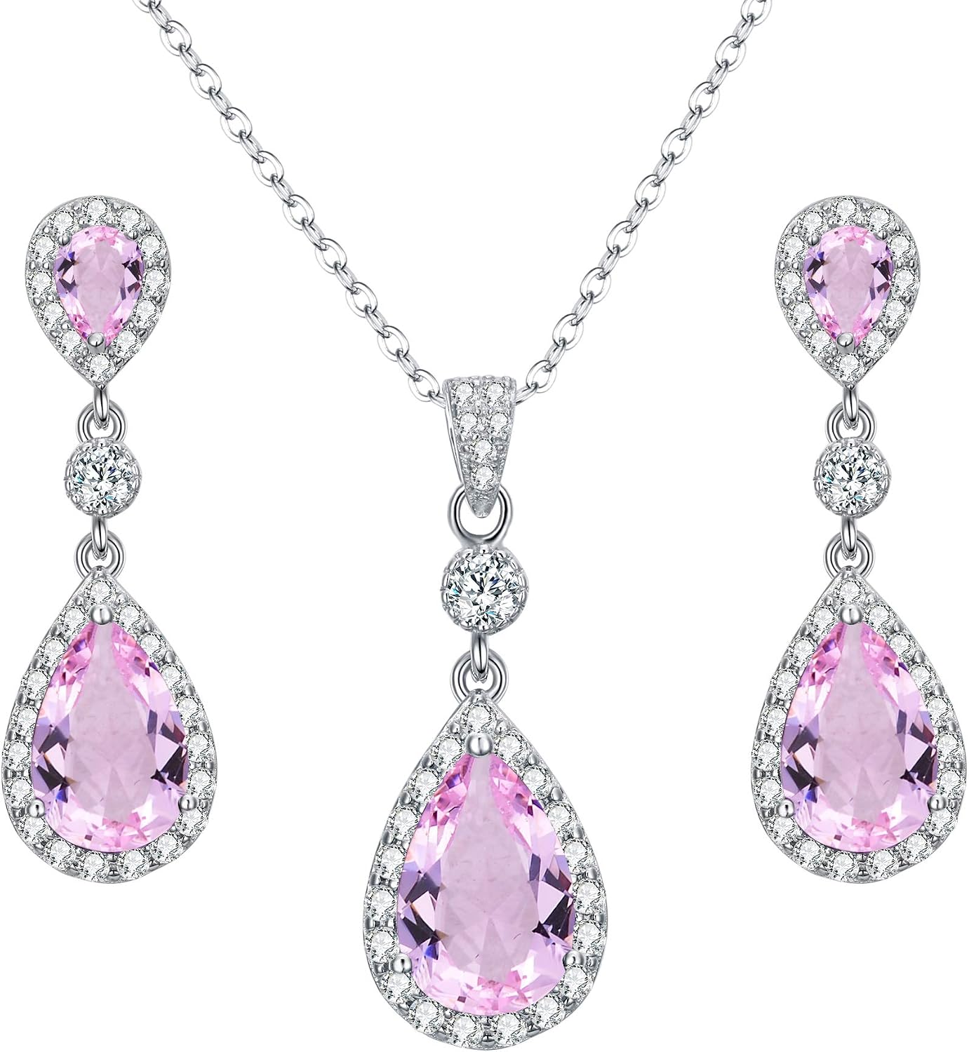 Detalle 2 de Clearine Donna Parure Gioielli Argento 925 con Zirconia Cubica - Set Matrimonio Infinito Lacrima