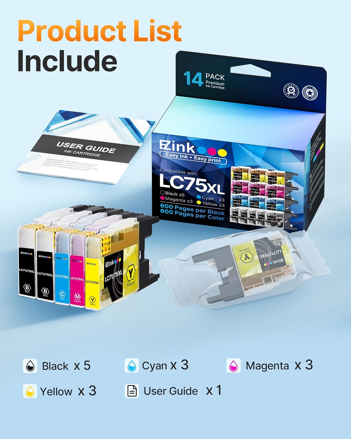 Detalle 1 de E-Z Ink Compatible Ink Cartridges, 14-Pack