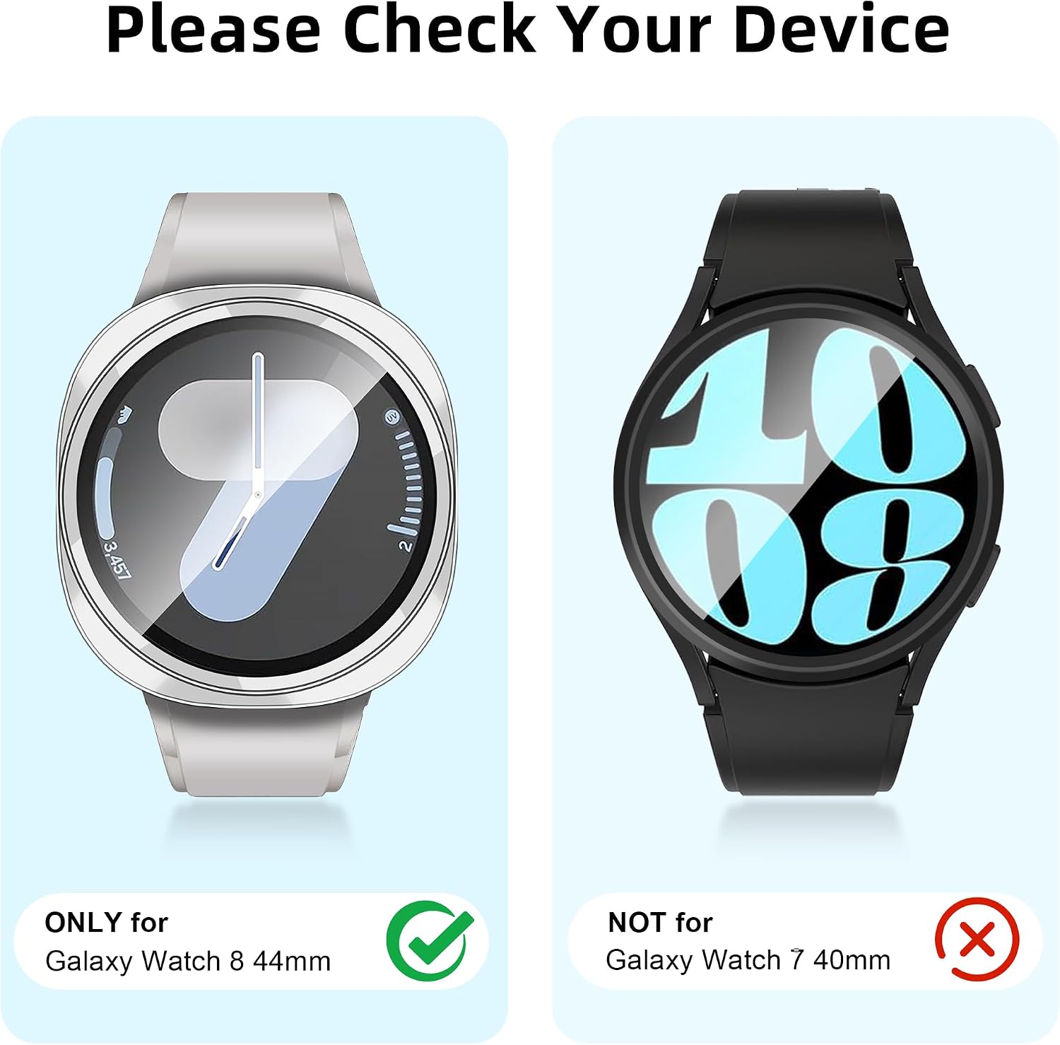 Detalle 2 de LINTEKER 2 Pack Case with Screen Protector for Samsung Galaxy Watch 8 44mm – Clear