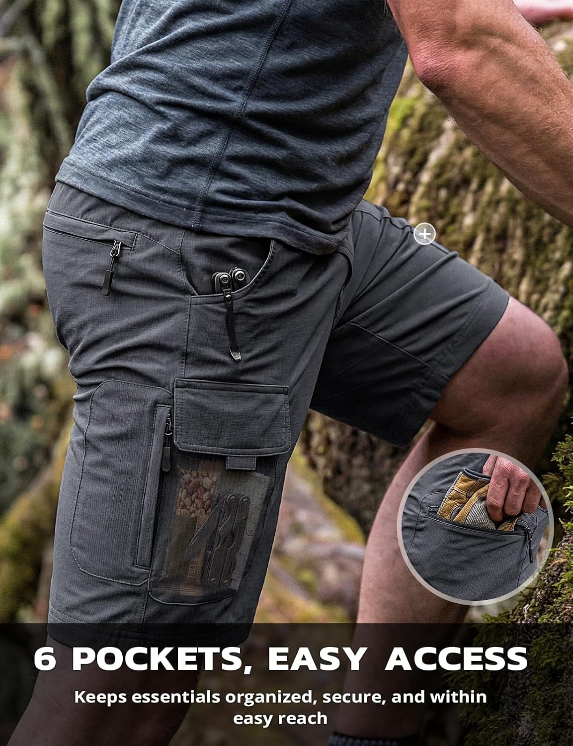 Thumbnail 4 de Hiauspor Men's Hiking Cargo Shorts 9