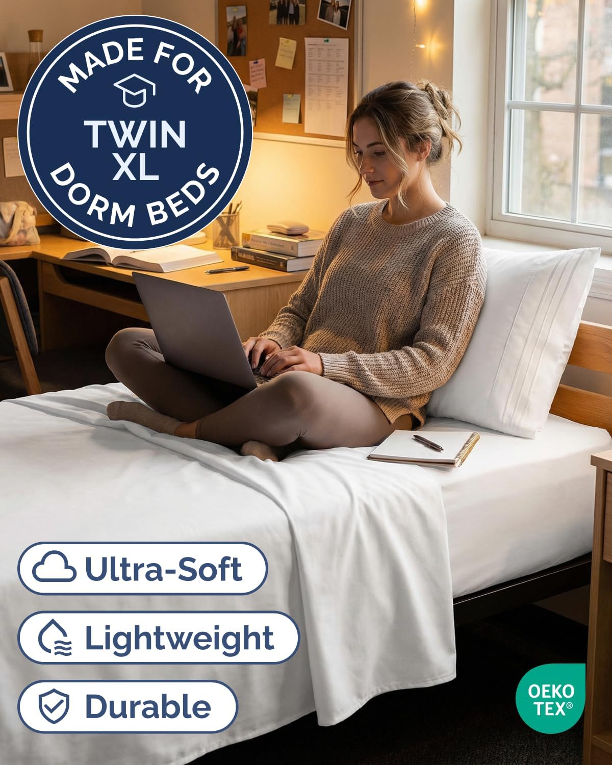 Thumbnail 1 de Deep Pocket Twin XL 3-Piece Bed Sheet Set — Soft, Breathable Microfiber for Women, Men, Teens & Students