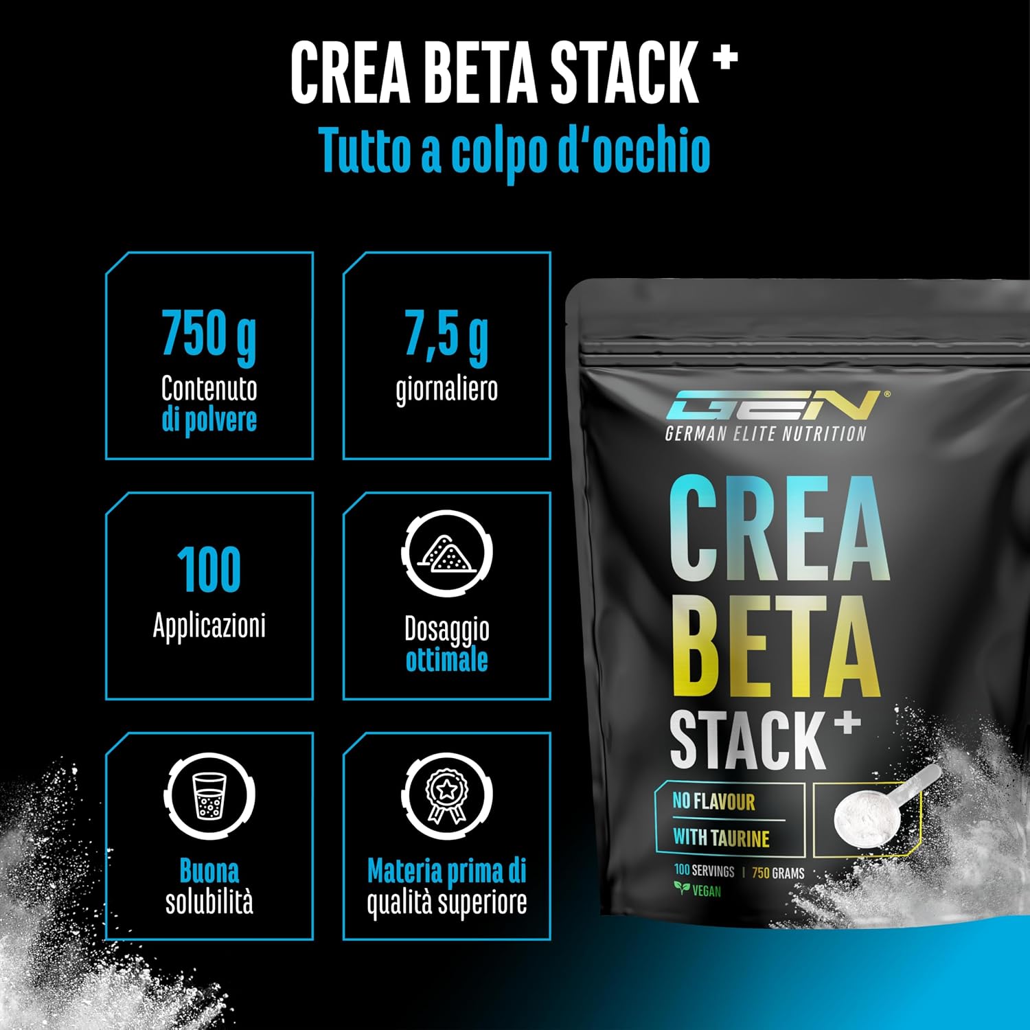 Detalle 2 de Creatin Beta Alanin Stack 750 g polvere
