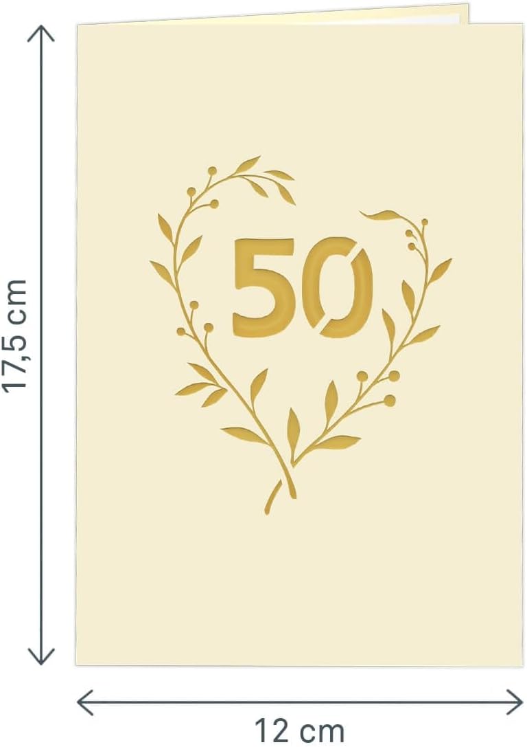 Thumbnail 3 de papercrush® Pop-Up Karte Goldene Hochzeit – edle 3D Glückwunschkarte zum 50. Hochzeitstag mit Kranz-Effekt