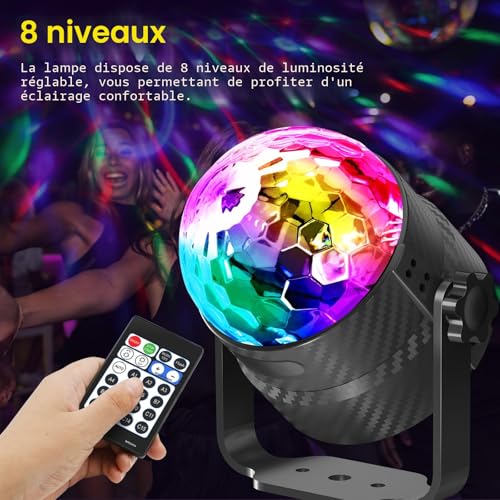 Detalle de Boule disco Gobikey Rotation 360° avec télécommande – LED RGB et contrôle musical