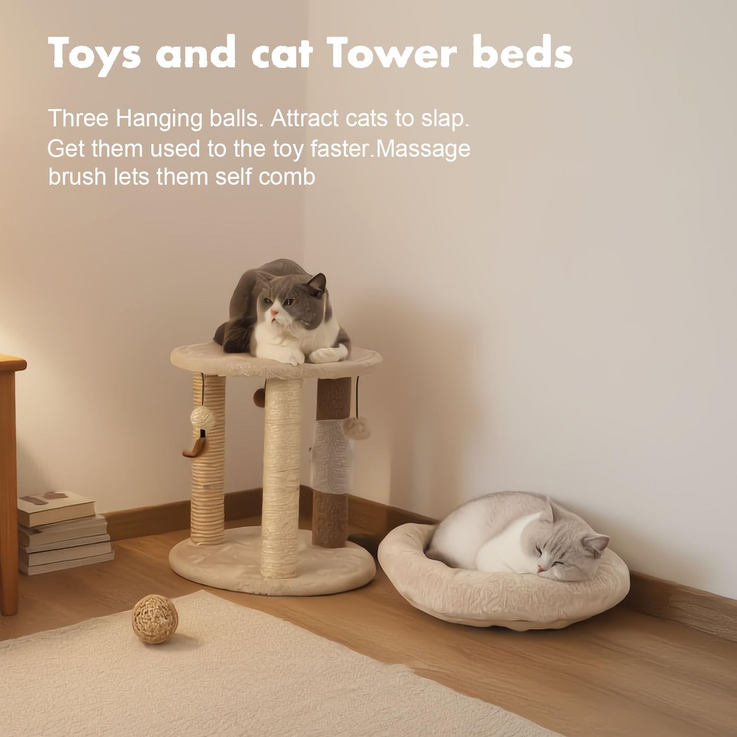 Thumbnail 6 de MECOOL MC22TPT3-Beige 4-in-1 Cat Tree with Sisal, Jute, and Carpet Posts