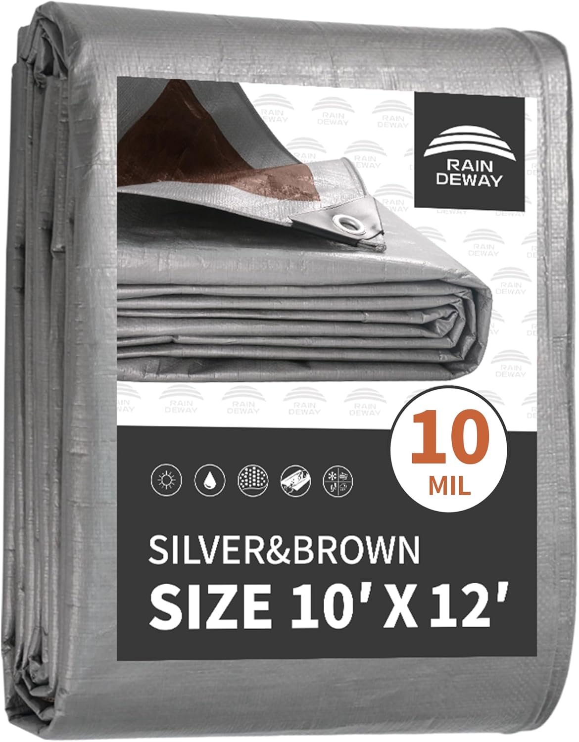 Detalle de RAINDEWAY Tarps Heavy Duty 10x12 ft Poly Tarp