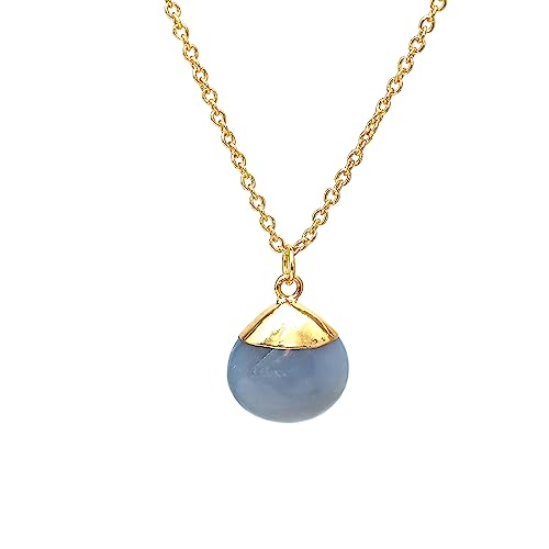Detalle de Gempires Natural Blue Opal Pendant Necklace with Pear Pendant on 16+2in 14k Gold Plated Chain