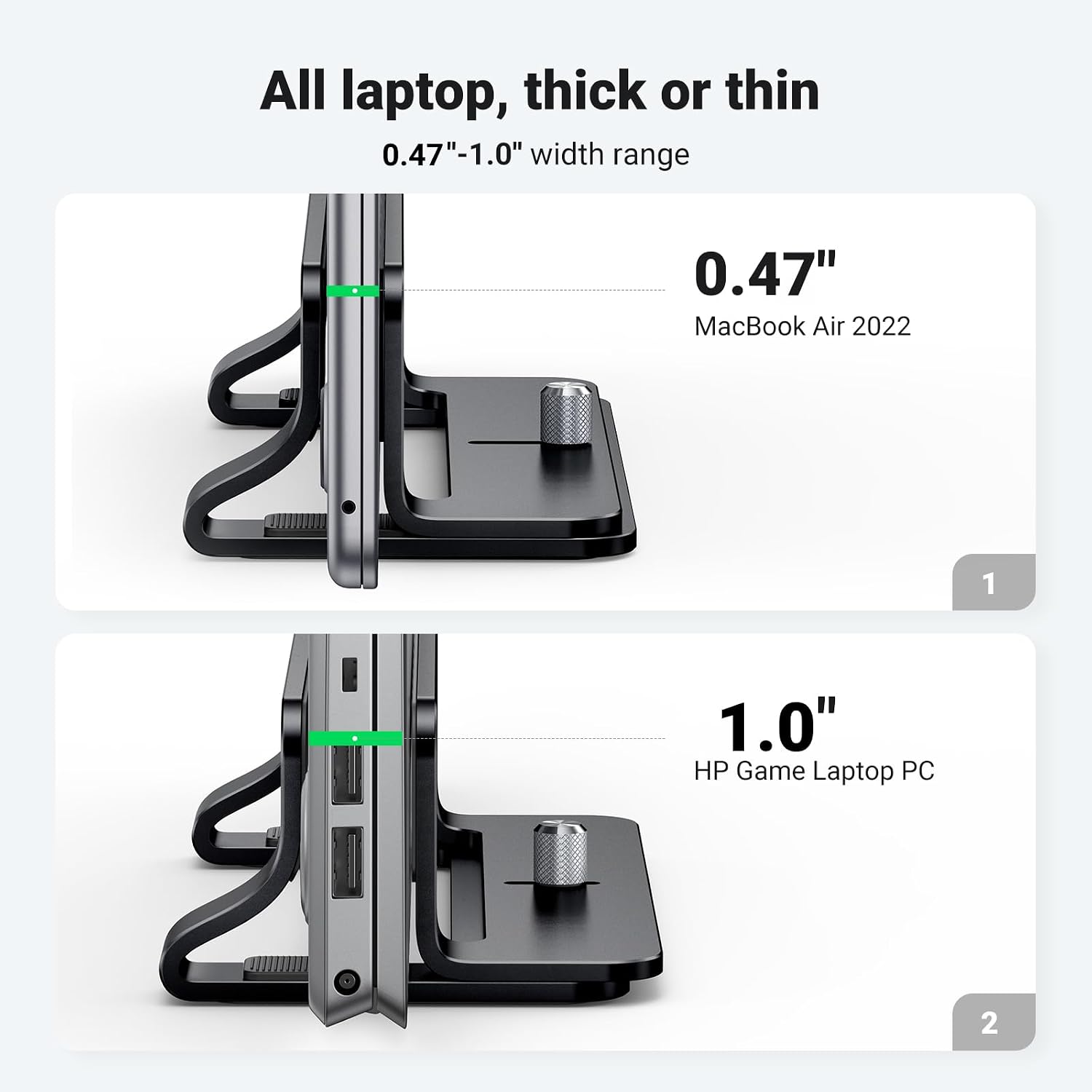 Detalle de UGREEN 25706 Vertical Laptop Stand, Adjustable Aluminium Desk Holder