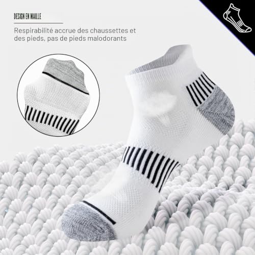 Detalle de Niorasen Chaussettes de sport pour homme – 6 paires, courtes et rembourrées