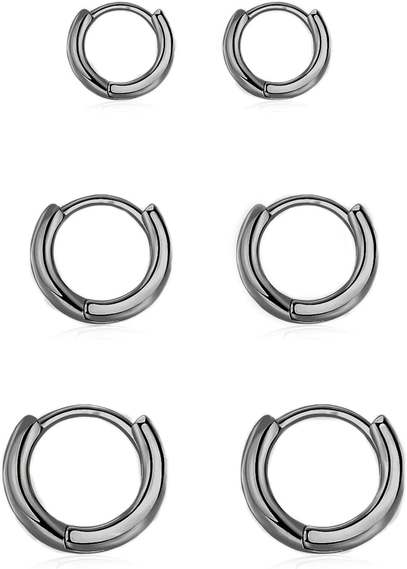 Thumbnail 5 de Silber 925 Creolen-Set mit 14 Karat Weißgold-Überzug – 3 Paar Klein-Ohrringe für Damen, Mädchen & Herren