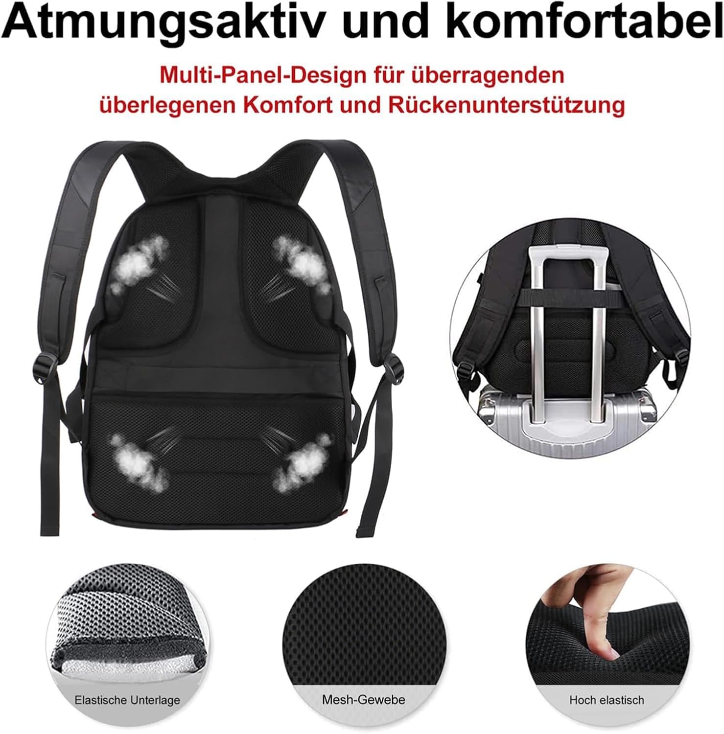 Detalle 2 de MATEIN grote laptop- en reisrugzak, 50 liter, TSA-compatibel en waterbestendig