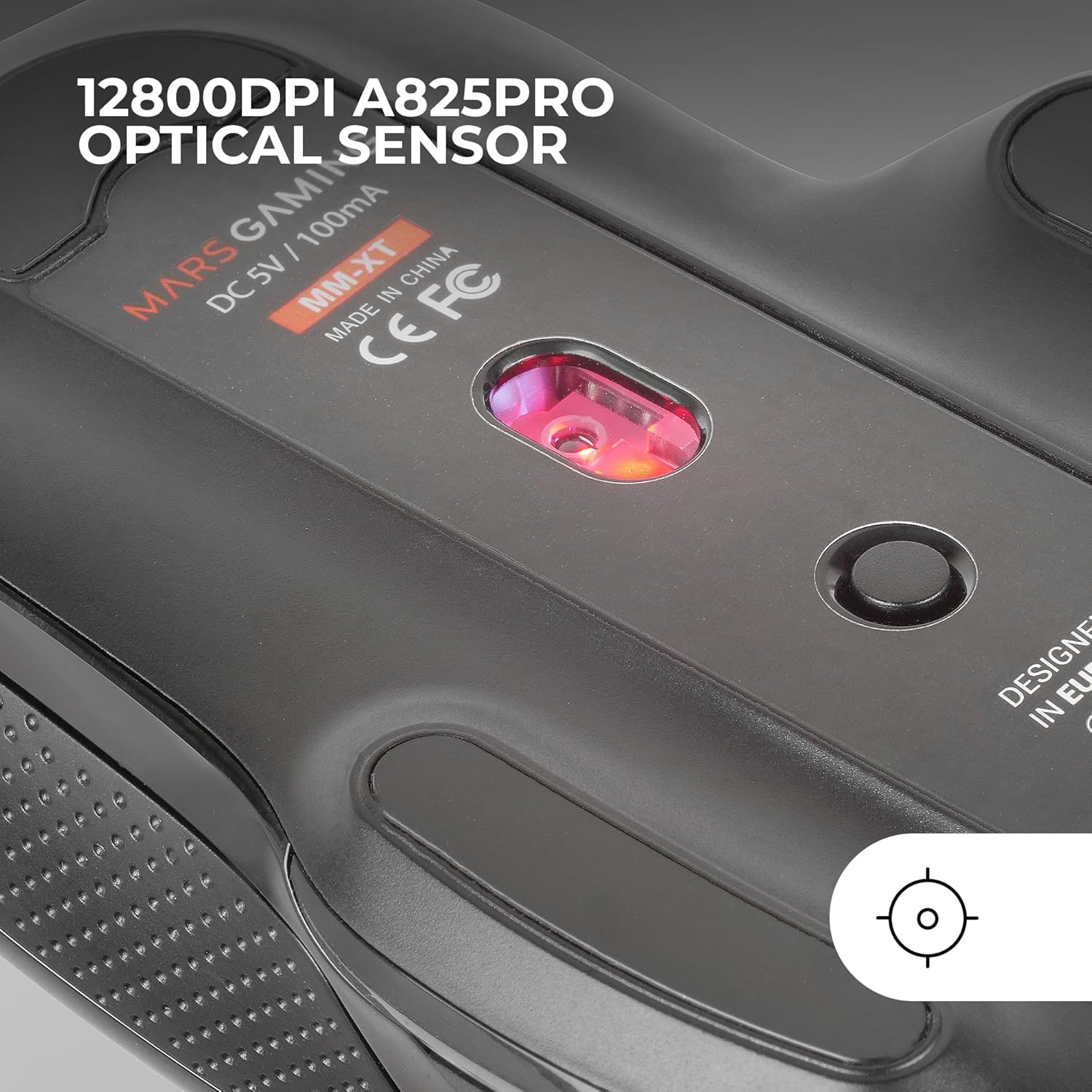 Detalle de Mars Gaming MM-XT: Mouse da gaming RGB ergonómico con 9 pulsanti configurabili e sensore 12800 DPI