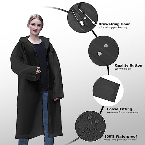 Thumbnail 4 de Vicloon Chubasqueros Impermeable 2 Unidades: Poncho de Lluvia EVA con Capucha y Mangas, Unisex, Ideal para Exterior