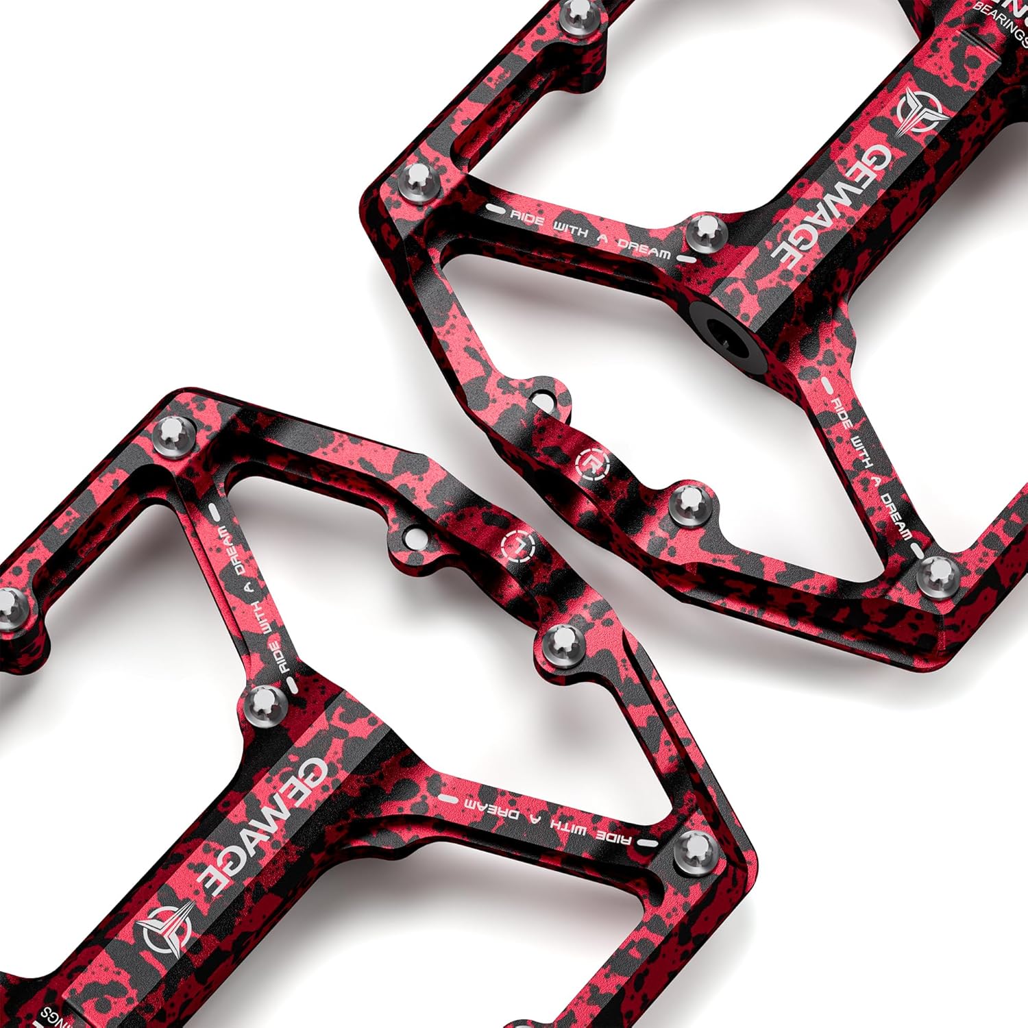 Thumbnail 4 de GEWAGE Pédales plates 9/16" CNC usinées pour vélo route/VTT, 3 roulements et picots antidérapants amovibles