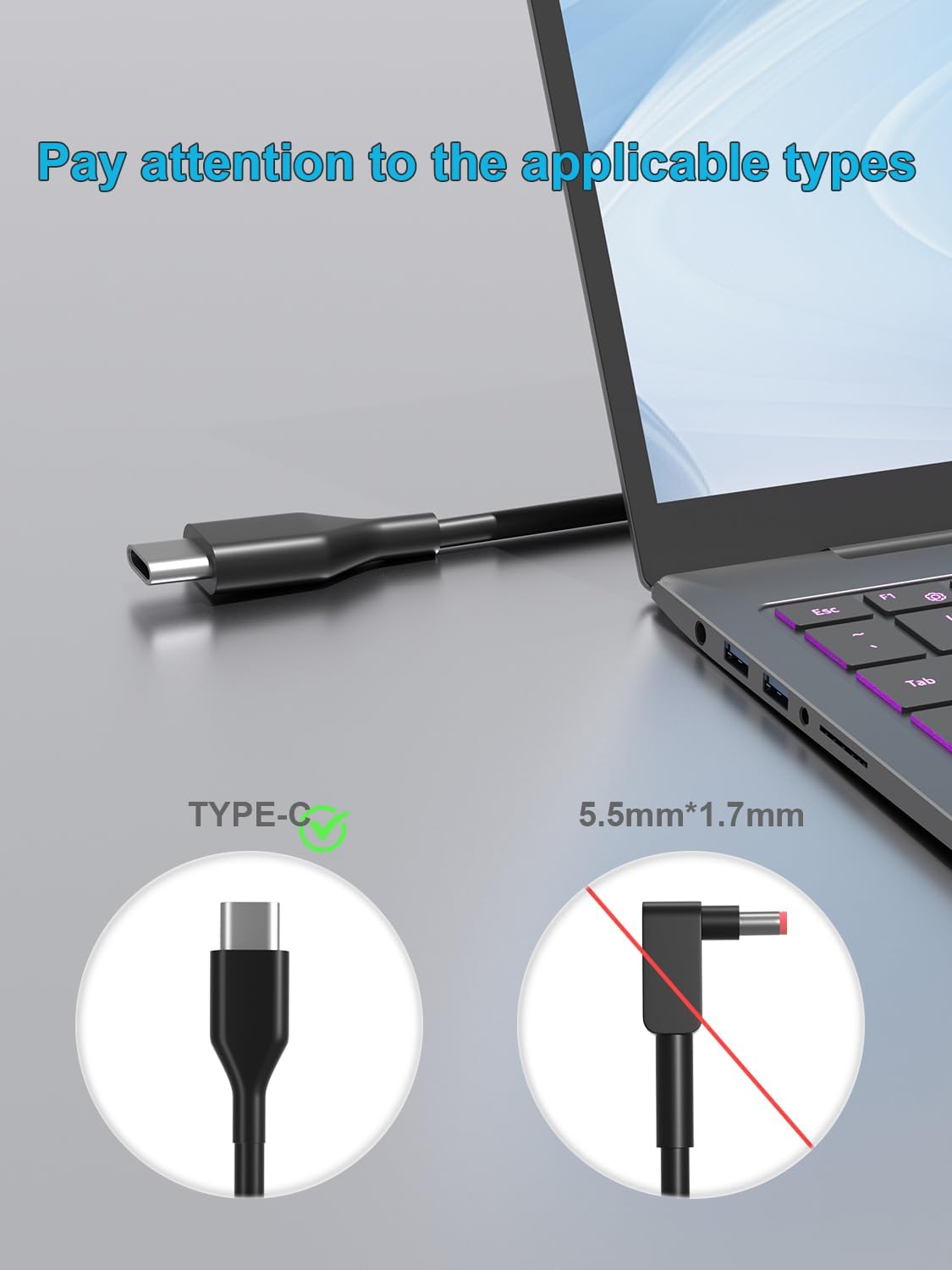 Detalle de HSXIRQA HSXIRQA-65W Chromebook-oplader USB-C, maximaal 45 W