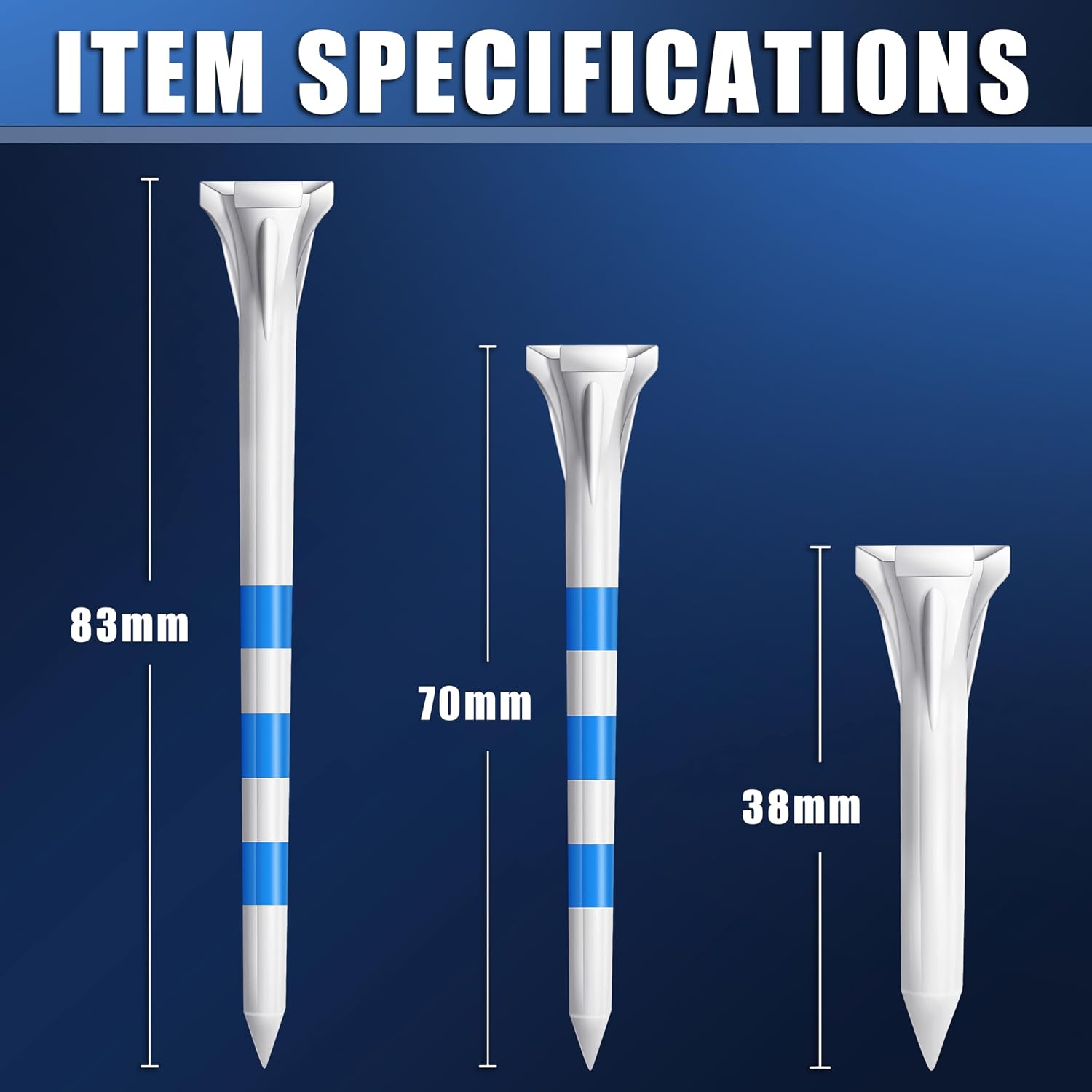 Detalle 2 de CHAMPKEY Professional 3 Prongs Golf Tees 120 Pack – Low Friction, Durable Hybrid Plastic