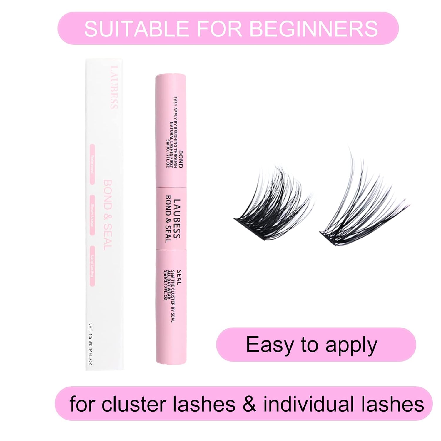 Detalle de Wimpernkleber Bond and Seal für Cluster Lashes – 2-in-1 Kleber + Versiegelung, wasserfest, 5ml+5ml