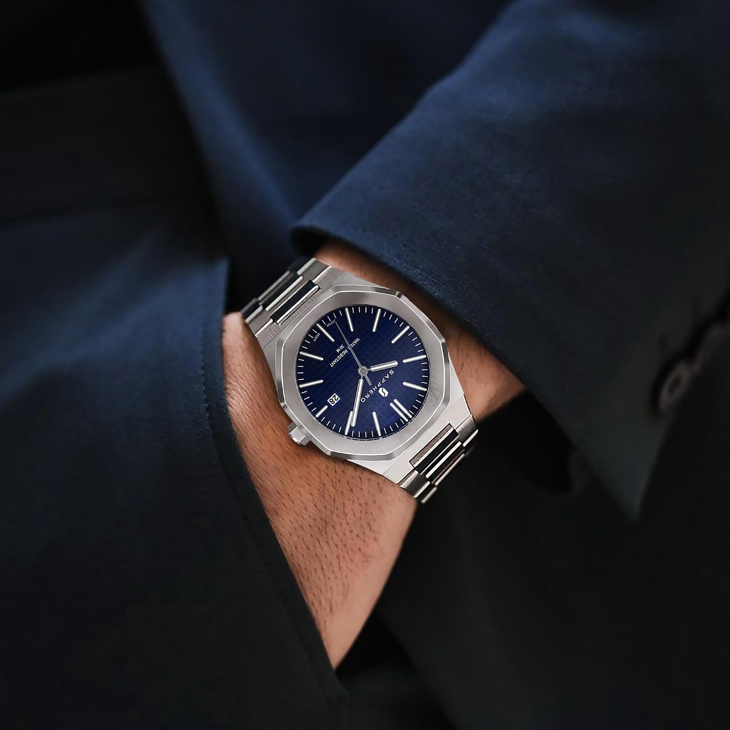 Detalle 1 de SAPPHERO Uhren Herren 30M wasserdichte Armbanduhr