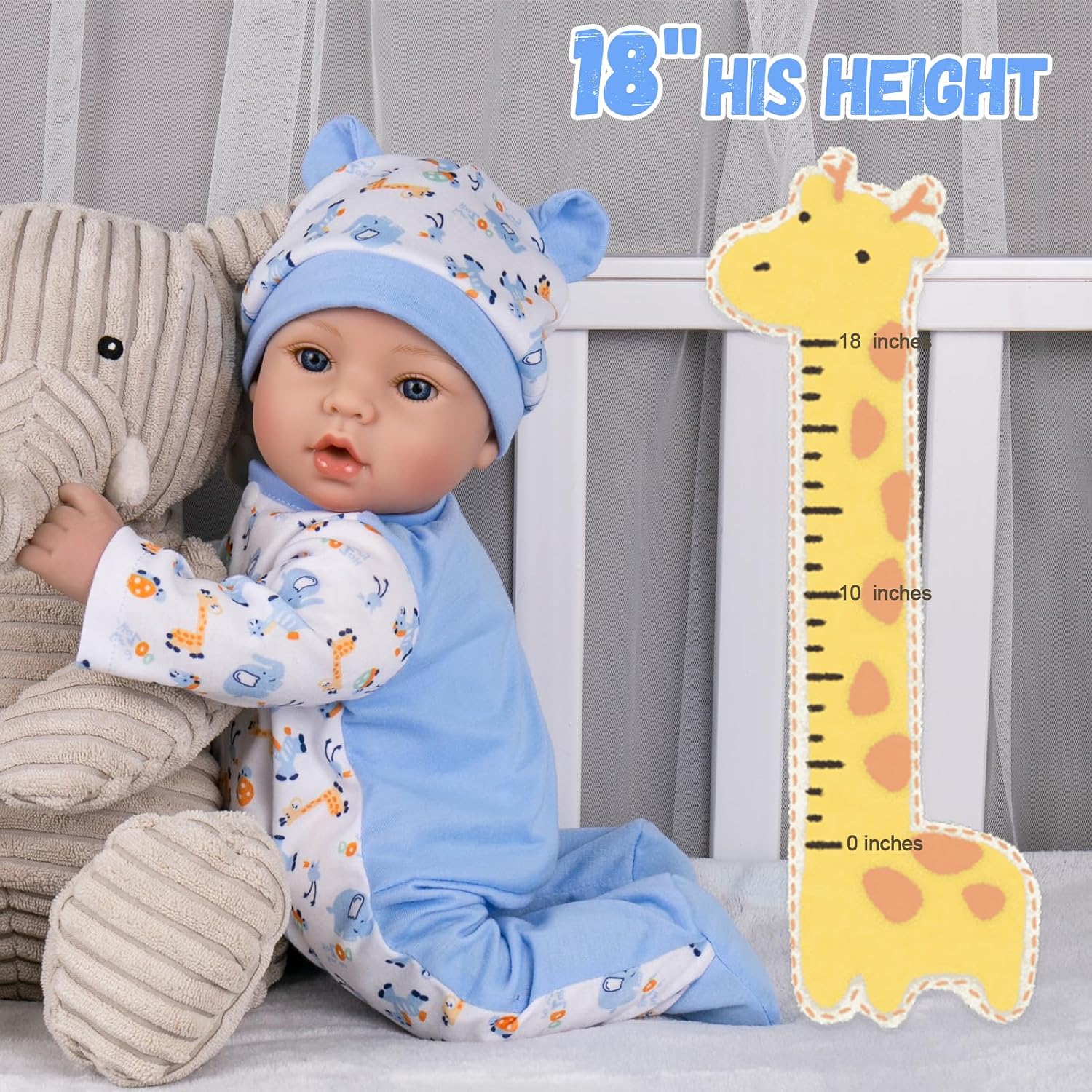 Detalle 2 de Aori Reborn Boy 18" Realistic Newborn Doll with Weighted Body and 6-Piece Accessory Set