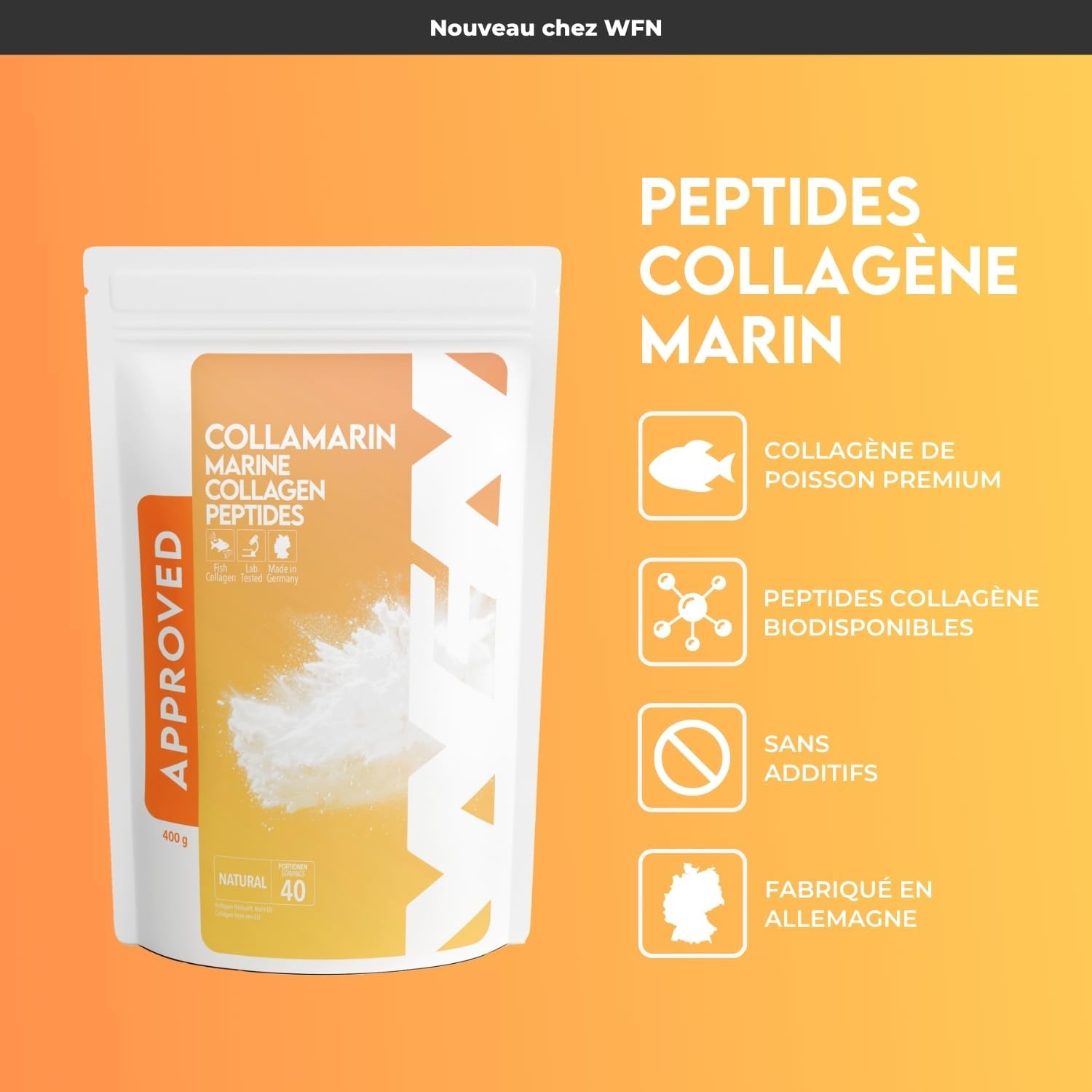 Detalle 2 de WFN Approved Collamarin Collagène marin 400g